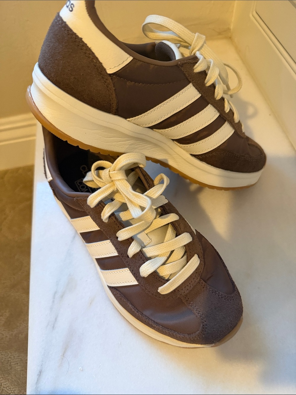 adidas Brown and Cream Retro Style Sneakers - Picture 3 of 5